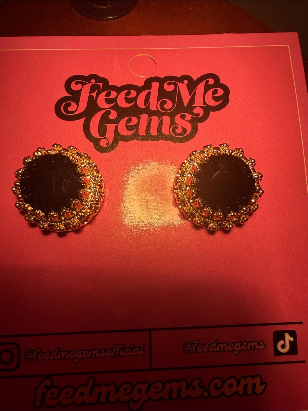 New Feed Me Gems Black Onyx Queen Studs - Picture 3 of 8